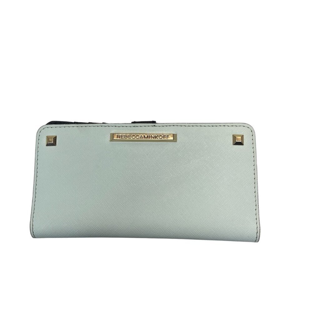 Rebecca Minkoff Long Snap Wallet Light Blue Black Interior Snap Closure